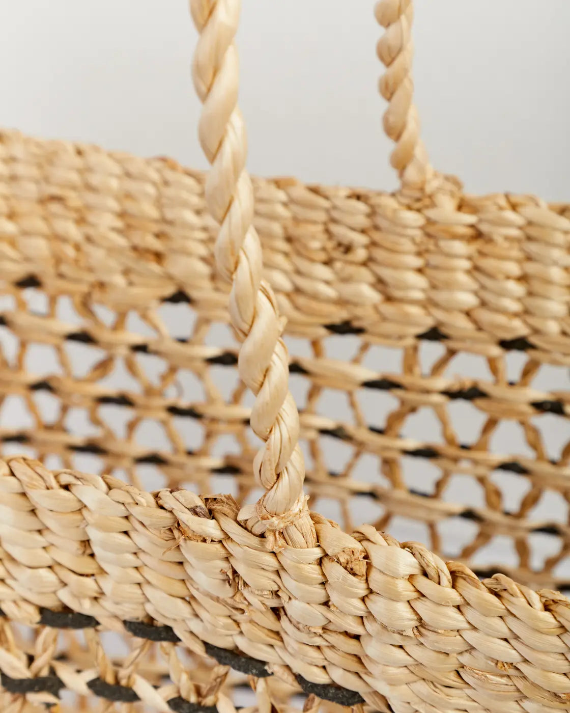 Risha   banana fiber beach tote bag with weave detail