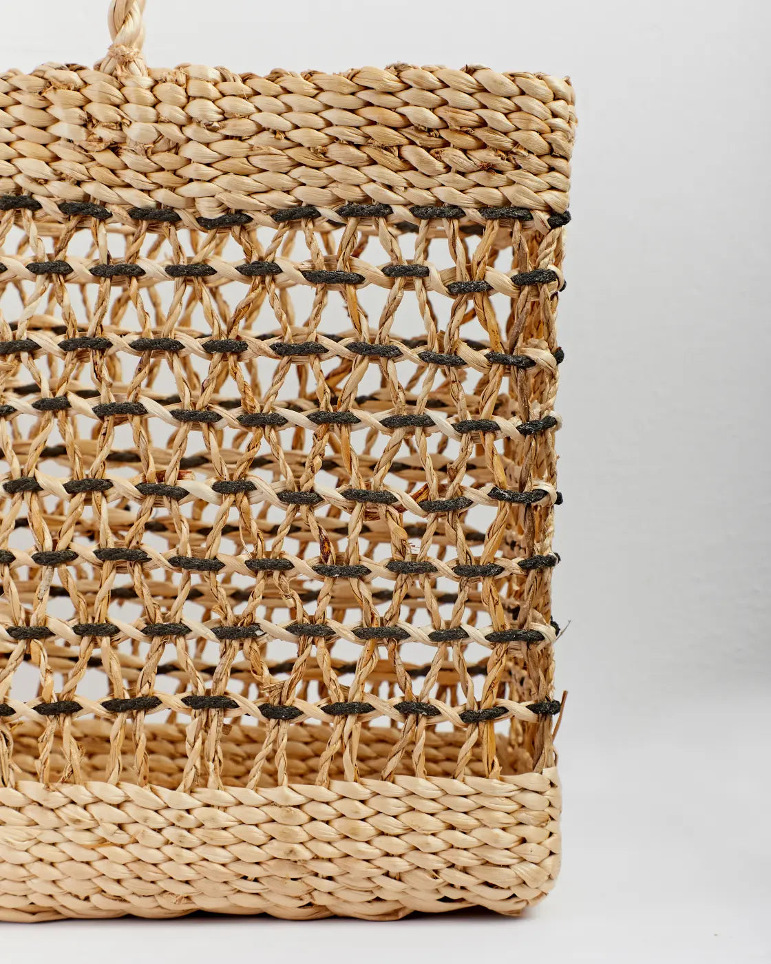 Risha   banana fiber beach tote bag with weave detail
