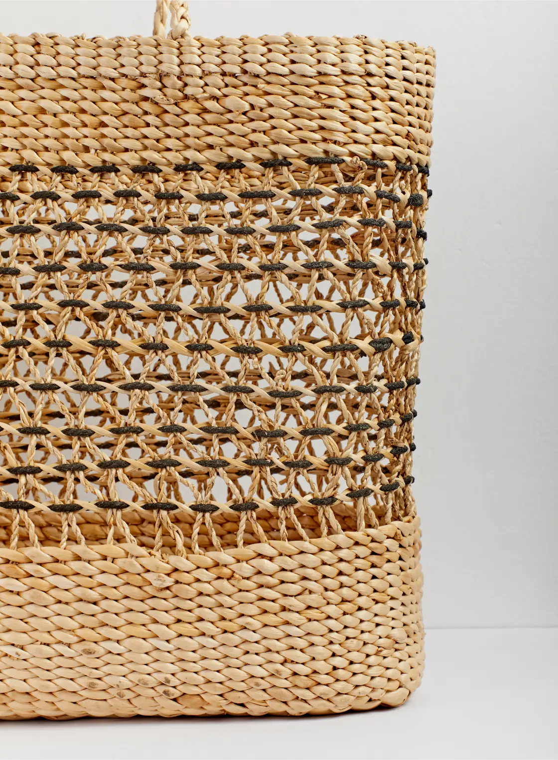 Risha   banana fiber beach tote bag with weave detail